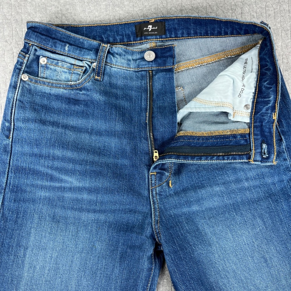 7 For All Mankind Dojo Bootcut Jeans Women 28x33.5 Blue Ultra High Rise Flare - Picture 11 of 16